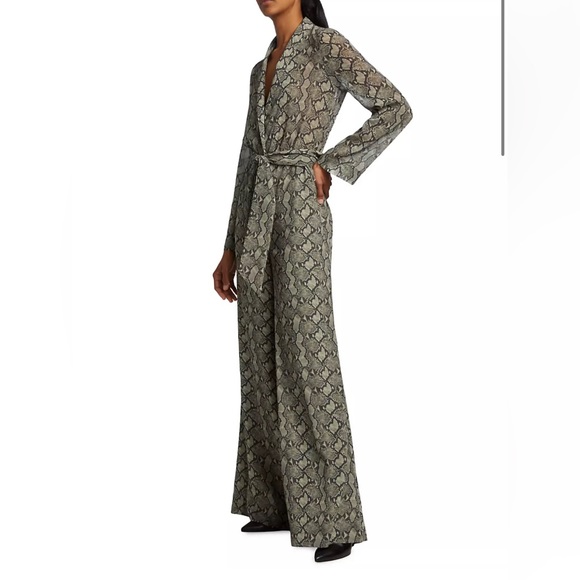 L’ Agence Echo Belted Snakeskin-Print Jumpsuit - Picture 2 of 6